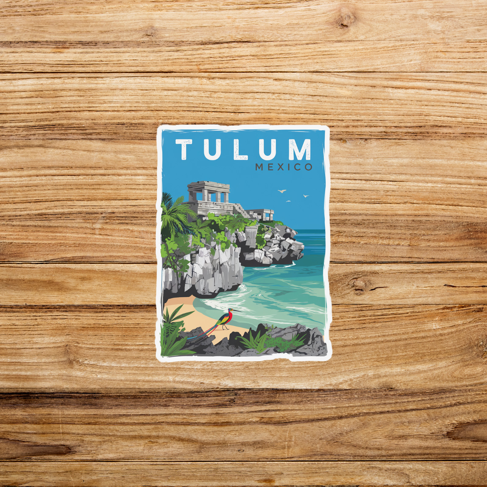 Tulum Mexico Travel sticker – Mayan Ruins Tropical Beach Art Print Decor #3137