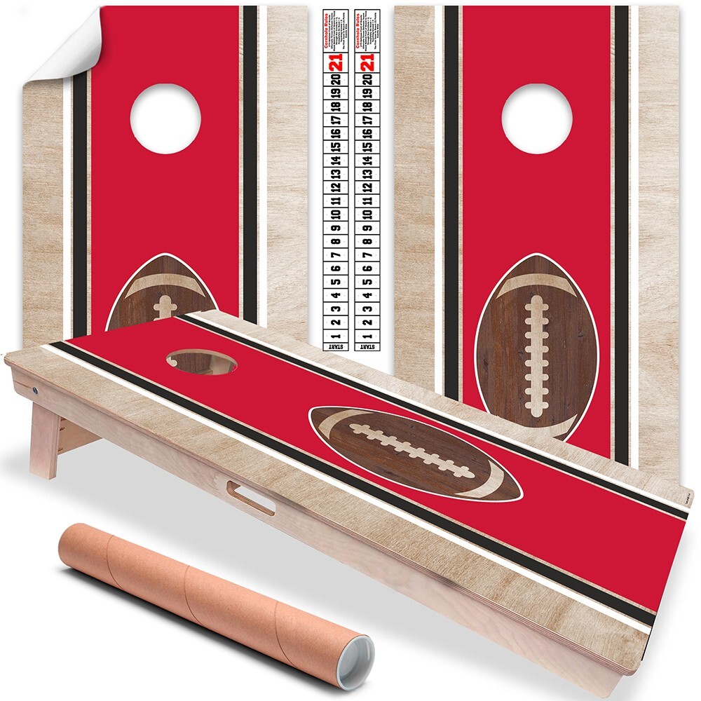 Red and Black Athens, Georgia Football Tailgating Cornhole Wrap Stickers