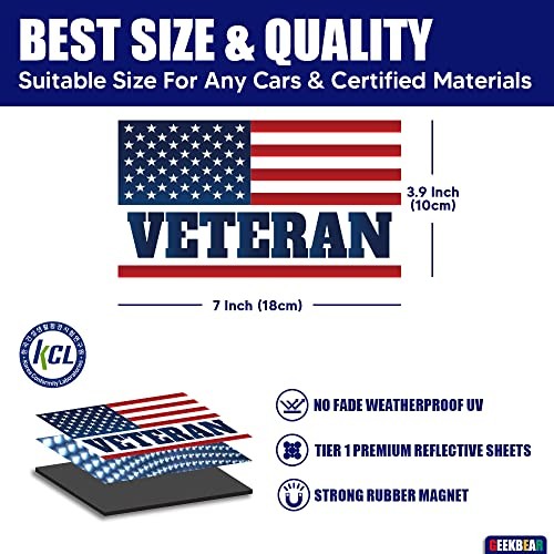 American Flag Veteran Car Magnet (3 Pack) – Reflective Waterproof Black