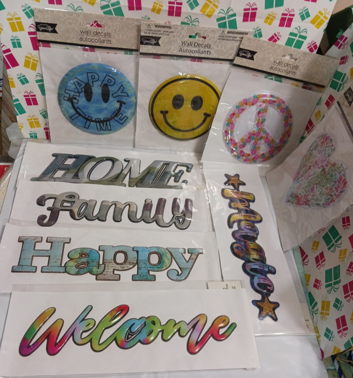 Sticker Puffy 9 over-size Large Decals. Happy face, peace sign, Home, Family +