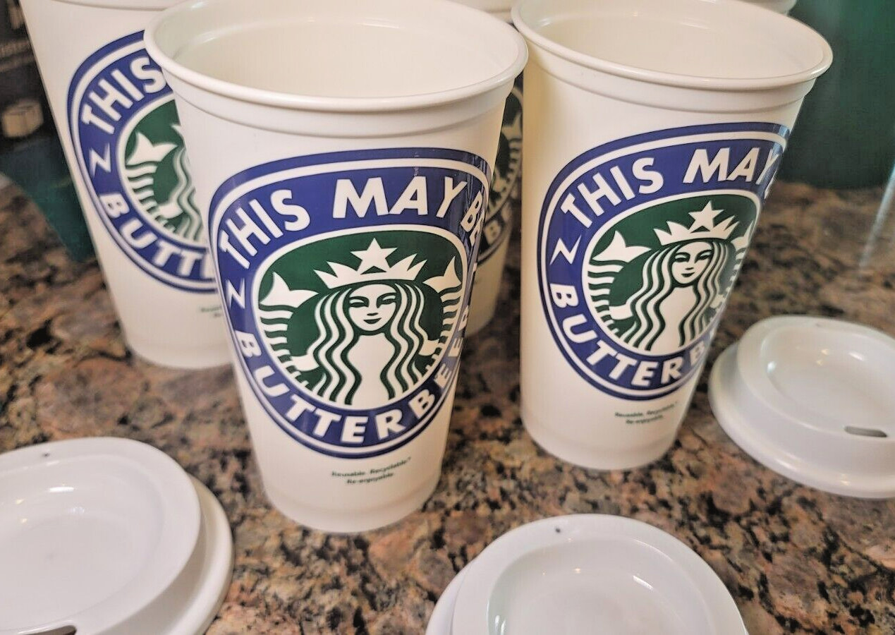 Starbucks Reusable Coffee Cup – This May Be Butterbeer with Lid