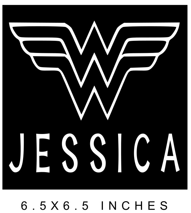 WONDER WOMAN W/ NAME CUSTOM MADE VINYL DIE CUT DECAL FOR 8″ GLASS CRAFT BLOCK