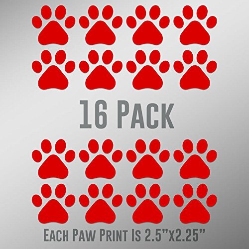 CMI356R Dog Paw Prints 16-Pack | Each paw 2.5-Inches By 2.25-Inches | Premium