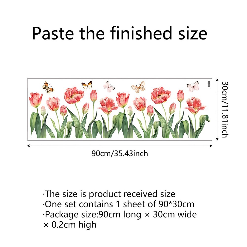 Large Tulip Flower & Butterfly Floral Art Decal Wall Stickers Home Decoration