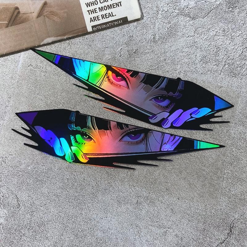 1 Pair Anime Eyes Jdm Sticker Waterproof Vinyl for Motorcycle Scooter Tank
