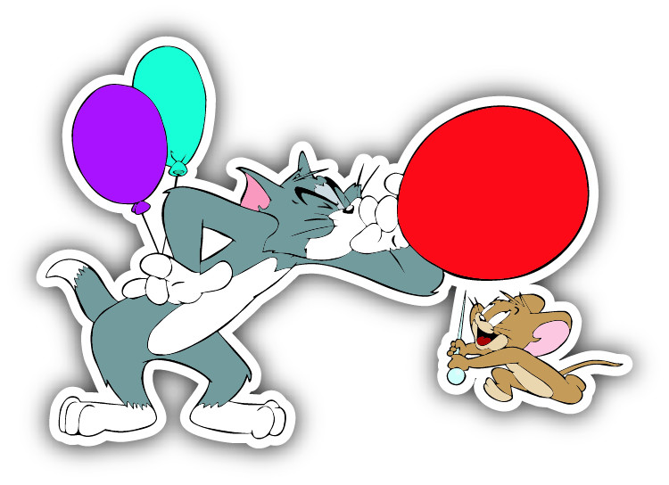 Tom And Jerry Balloons Cartoon Car Bumper Sticker Decal 5” x 3”