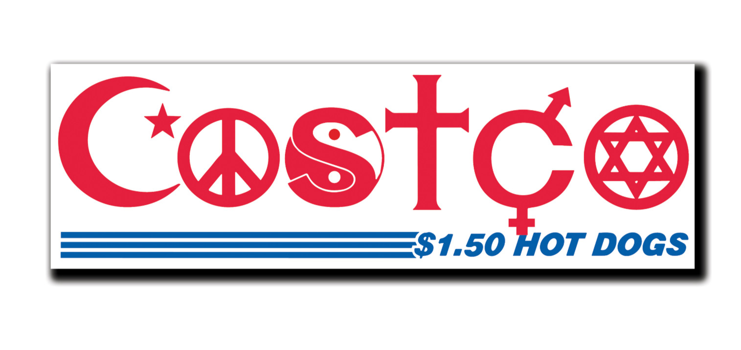 Costco “Coexist” $1.50 Hot-Dog Vinyl Bumper Sticker