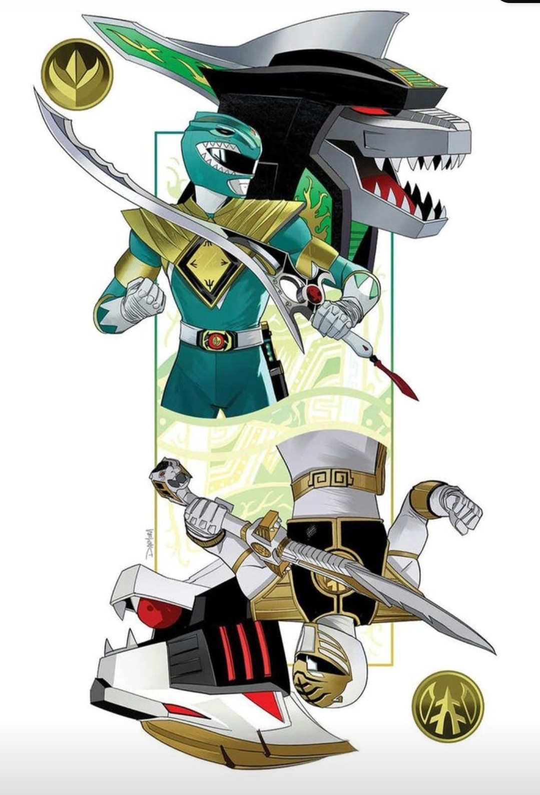MMPR’S X TOMMY X THE GREEN RANGER X THE WHITE RANGER X 4X3 INCH STICKER X VYNIL