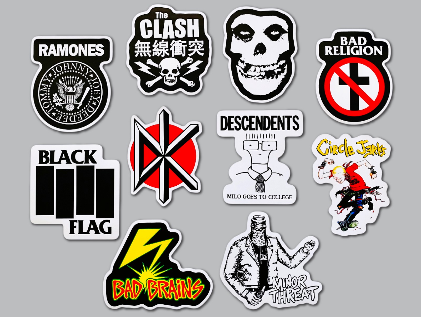 Punk Vinyl Sticker Lot (10 Stickers) Set 1 misfits bad religion brains ramones
