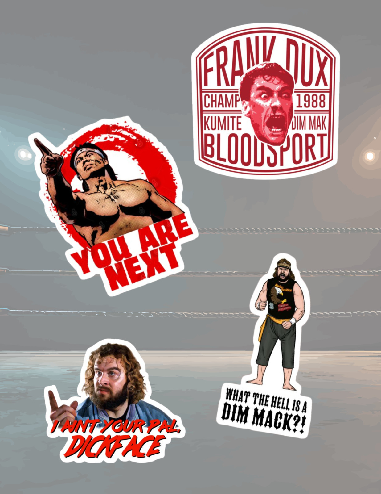 Bloodsport Sports Movie 4pc Sticker Pack