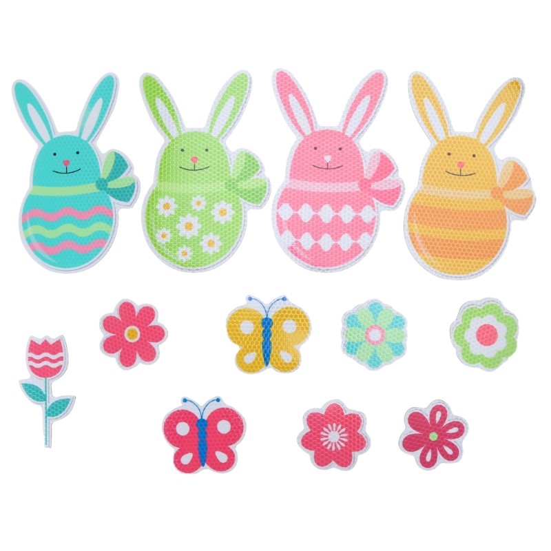 1 Set Easter Bunny Reflective Magnet Car Decorations Easter Eggs Flowers Sticker