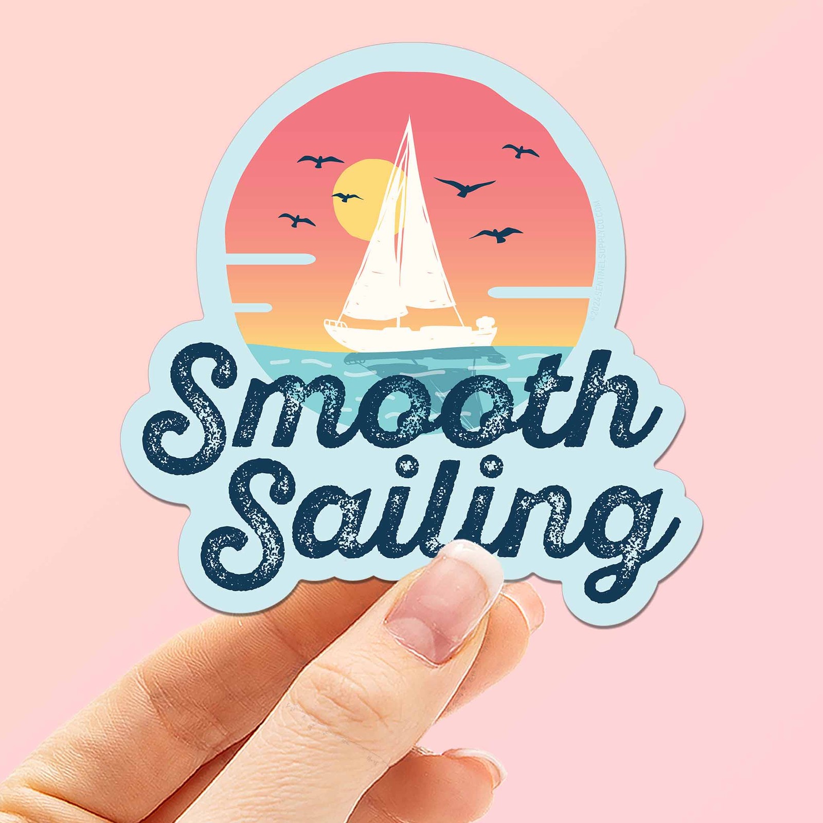 Smooth Sailing Boat Sticker- Fun Decal for Water Bottle & Laptop
