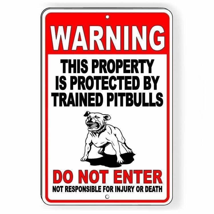 Beware Of Dog Protected By Trained Pitbulls Do Not Enter Sign / Decal BD047