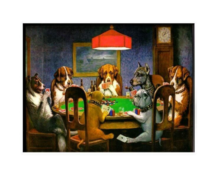 Dogs Playing Poker Sticker Decal