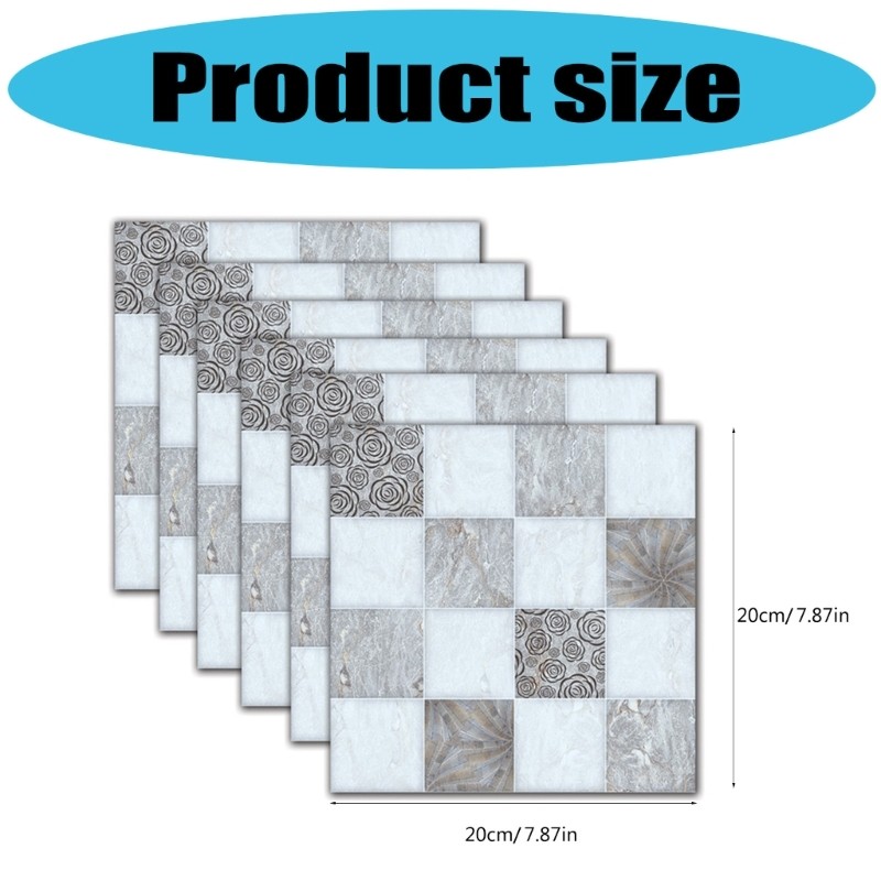 6Pcs Wall Stickers Waterproofie Bathroom Wall Decals Slip Proof Protector For