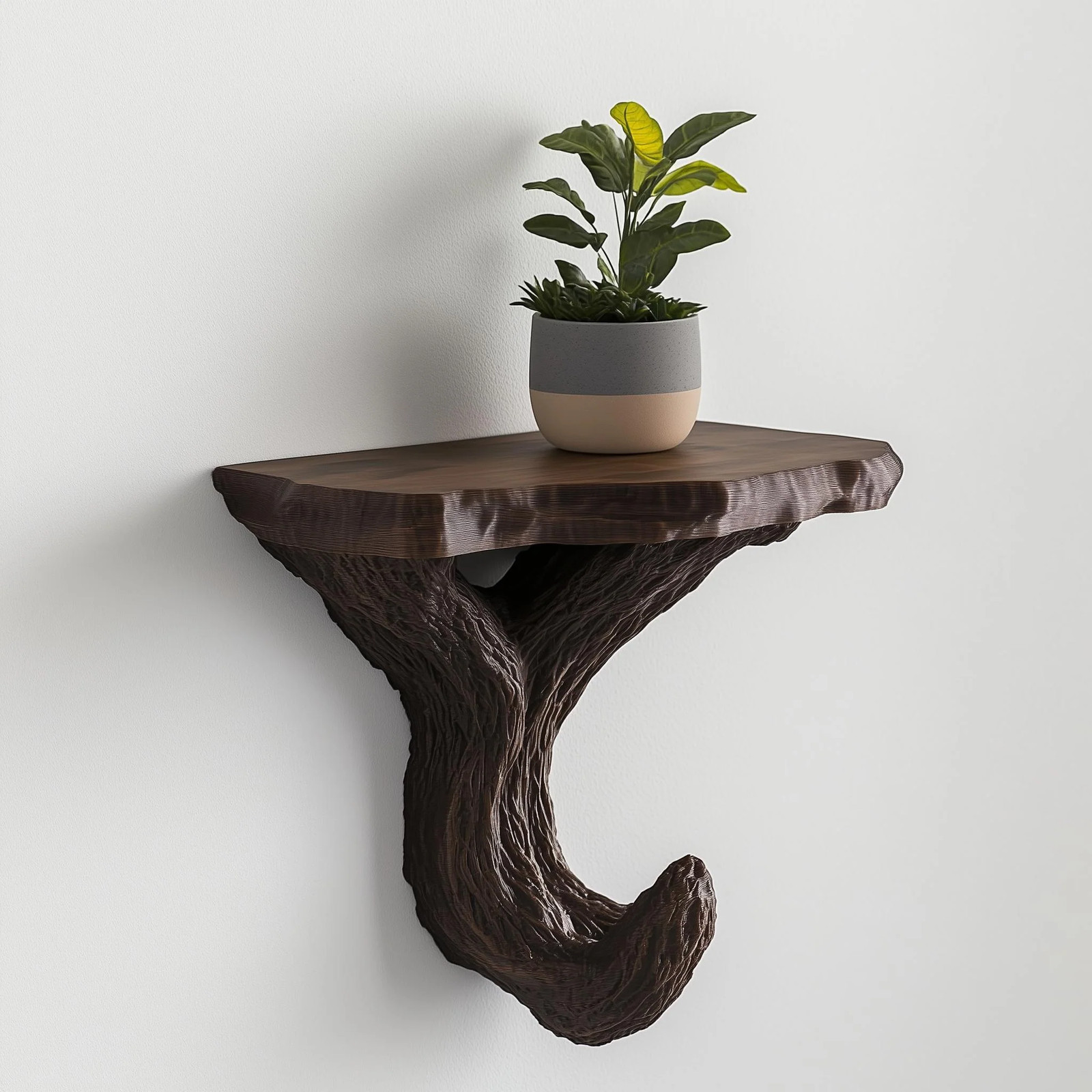 Branch Wall Shelf | Tree-Inspired Floating Plants Shelf | Black 3D Printed Decor