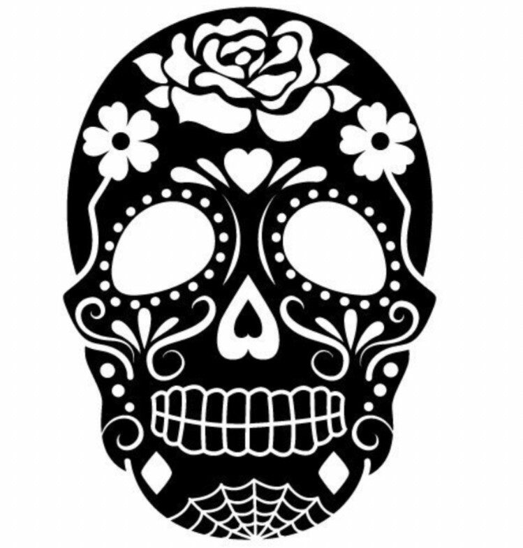 Flower Heart Sugar SKULL • Vinyl & Adhesive Foil Decal • See Full Color Chart