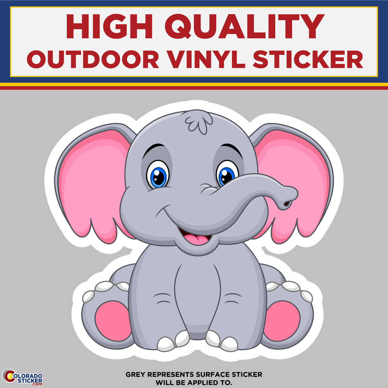 Sitting Baby Elephant, High Quality Vinyl Stickers