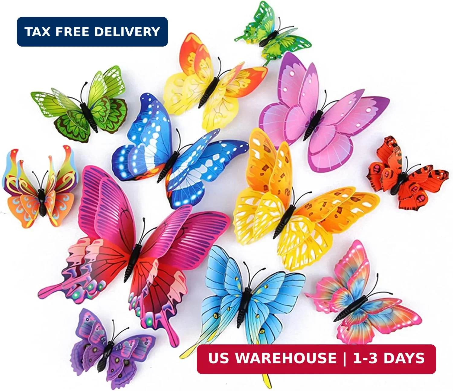 OPSEAM Butterfly Wall Decor 24/48 PCS, 3D Butterflies Stickers for Party Decorat