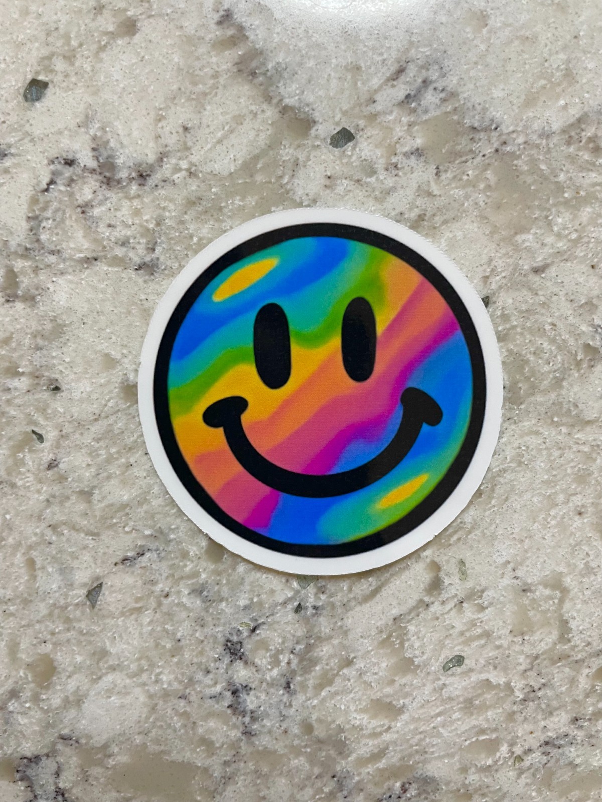 Rainbow Trippy Smiley Face Sticker l Gloss or Holographic Laminate l Waterproof