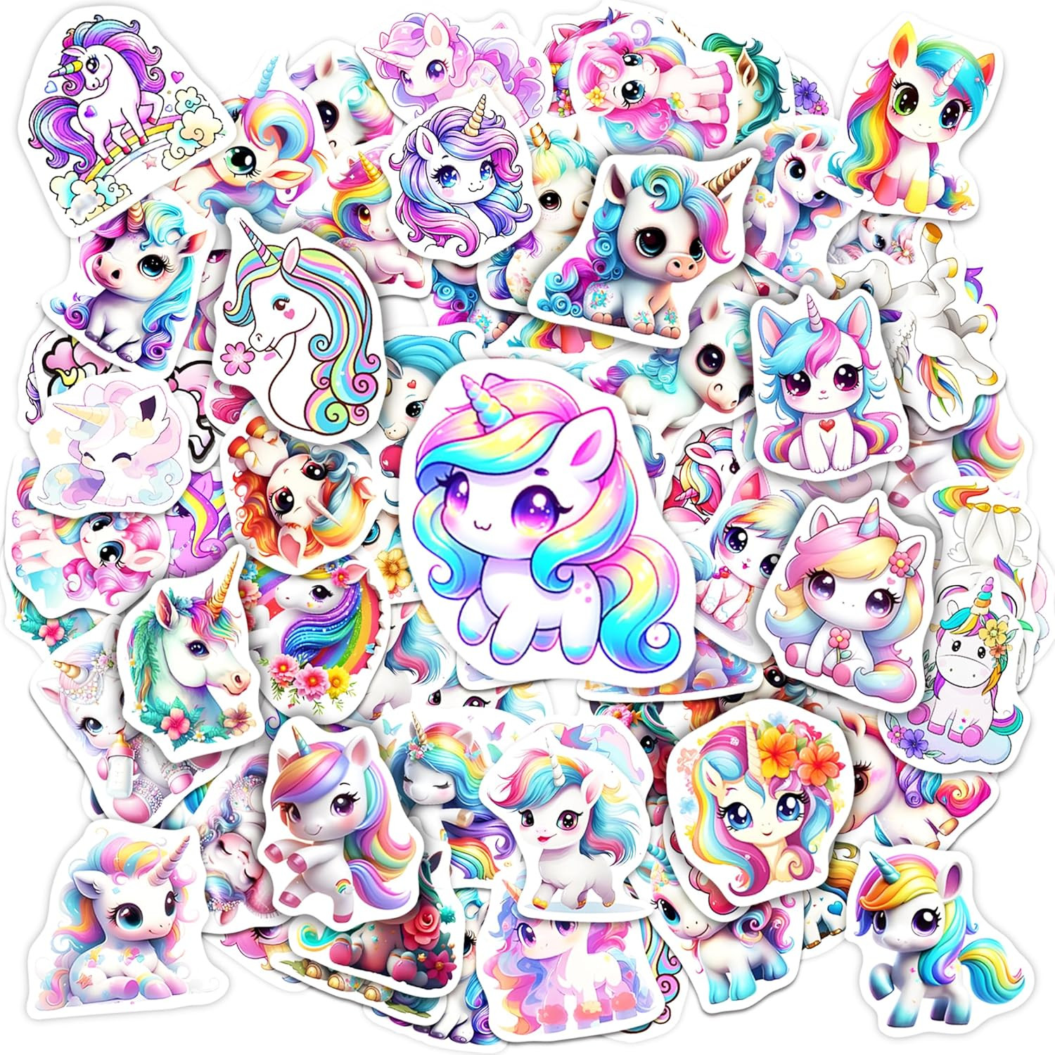 Unicorn Water Bottle Stickers, 54 PCS Vinyl Waterproof Decals for Kids