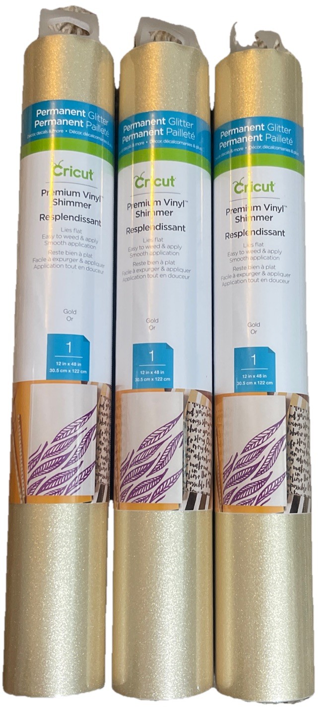 3 NEW SEALED Roll Cricut Premium Vinyl Shimmer Gold 12inx48in