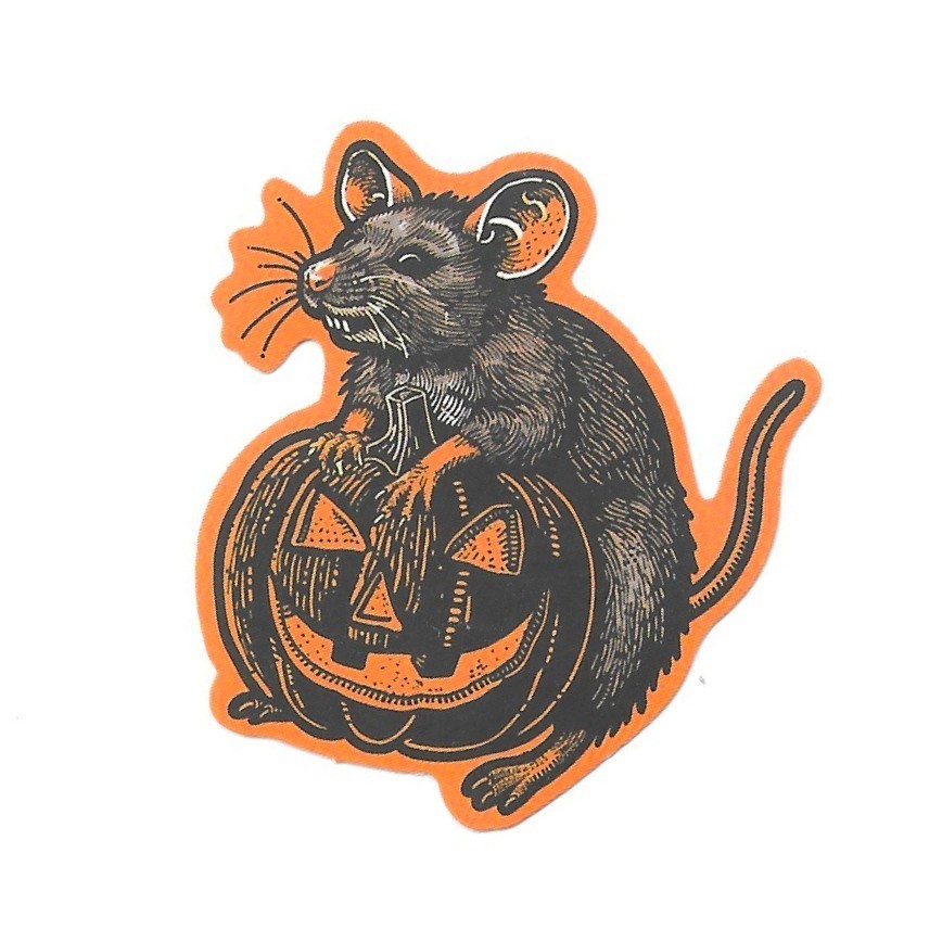 Halloween Rat Sticker Jack O Lantern Pumpkin Vinyl Die Cut Spooky Scrapbook Art