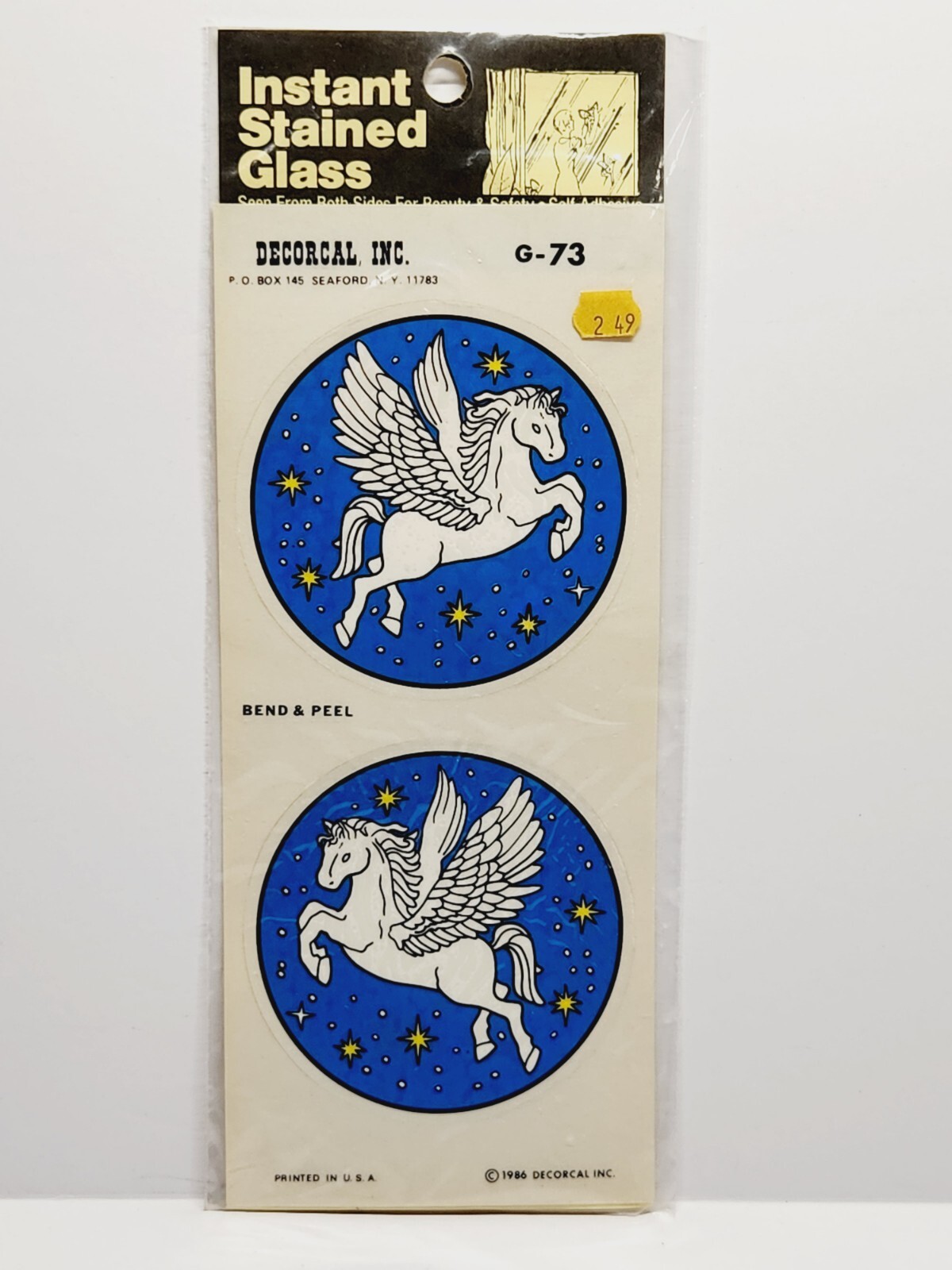 Intant Stained Glass Pegasus 1986 G-73 Decorcal Inc. Horse Unicorn Sticker Decal