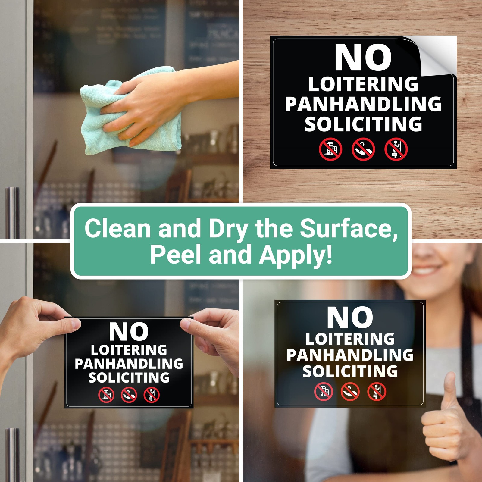 5×7 Inch Black All in One Signage Decal Strong Adhesive Waterproof Sticker
