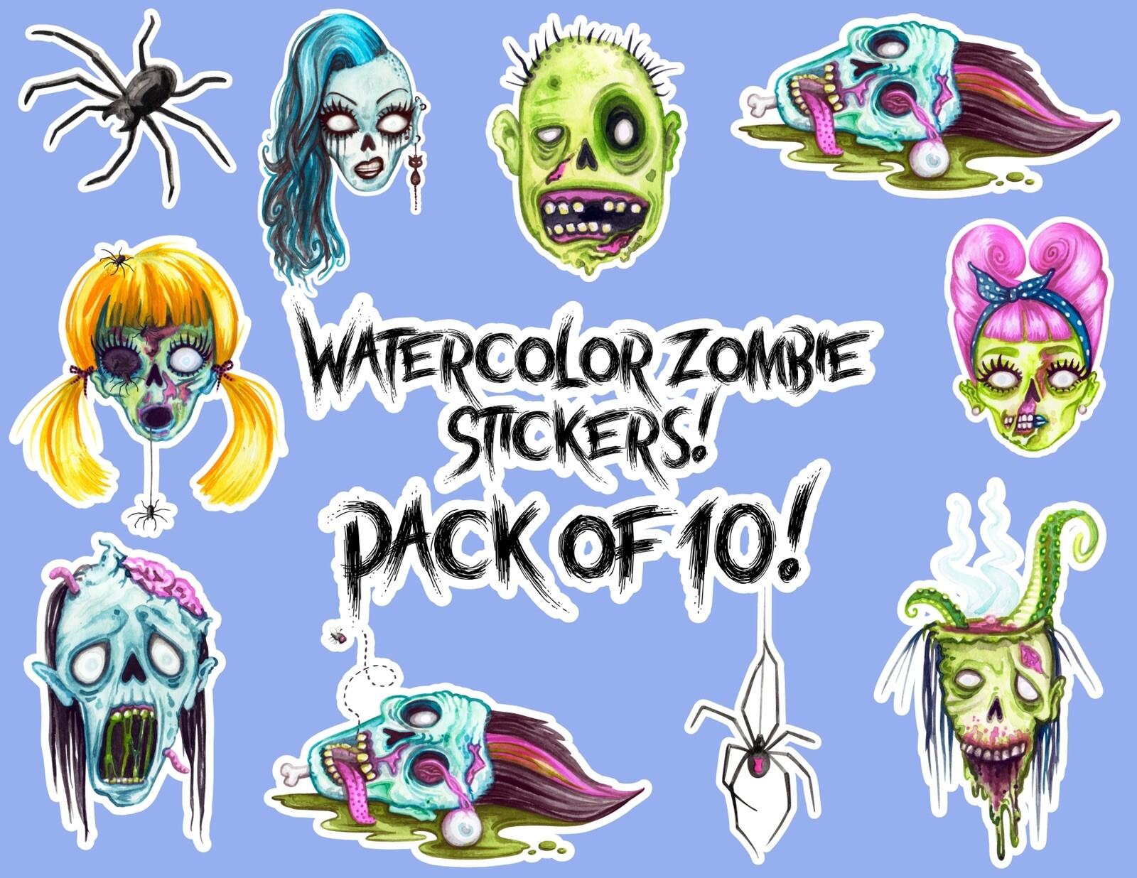 Zombie Stickers 2” Wide – Pack Of 10