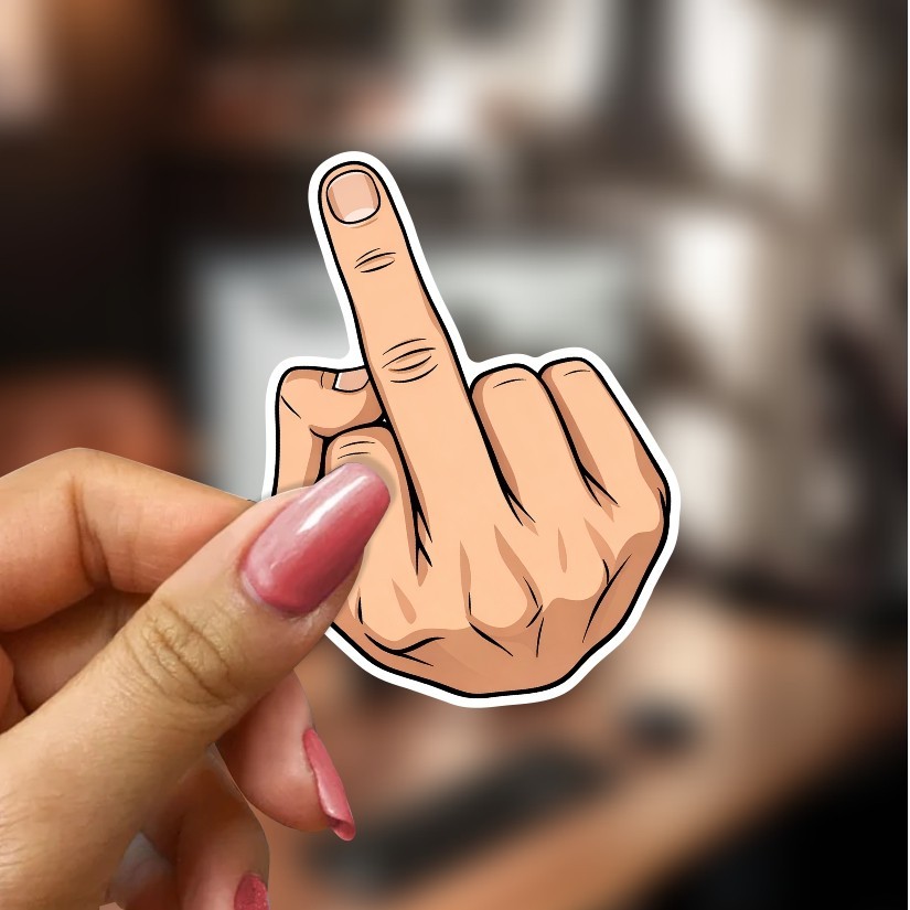 Middle Finger Funny Sticker, Peel N’ Stick, Different Sizes.