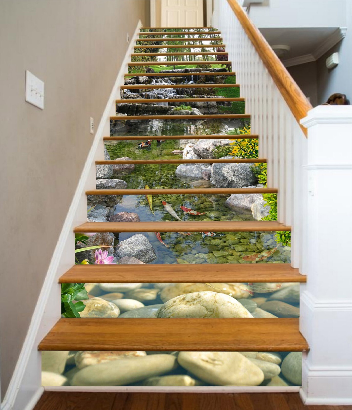 3D Park Creek AZ997 Stair Risers Decoration Mural Vinyl Wallpaper Kay