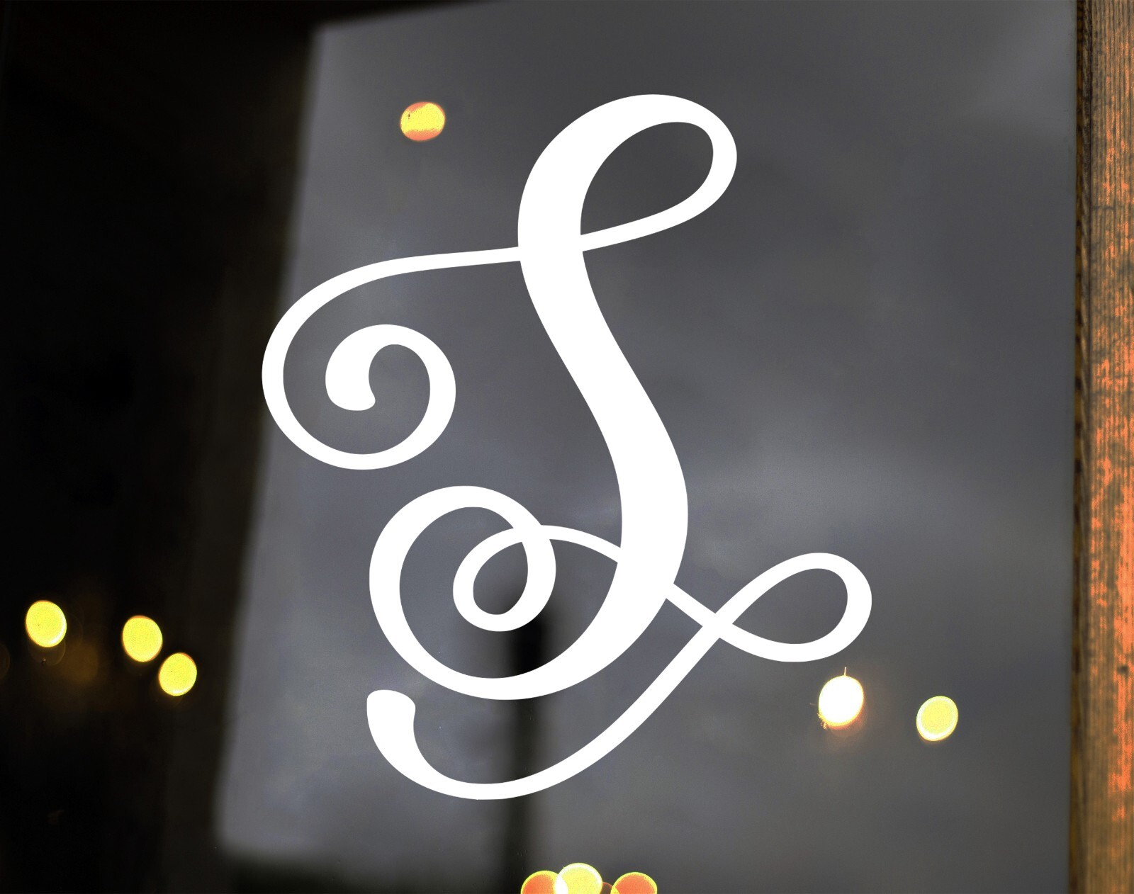 Monogram Letter Vinyl Decal V2 – Script Scroll Family Name – Die Cut Sticker