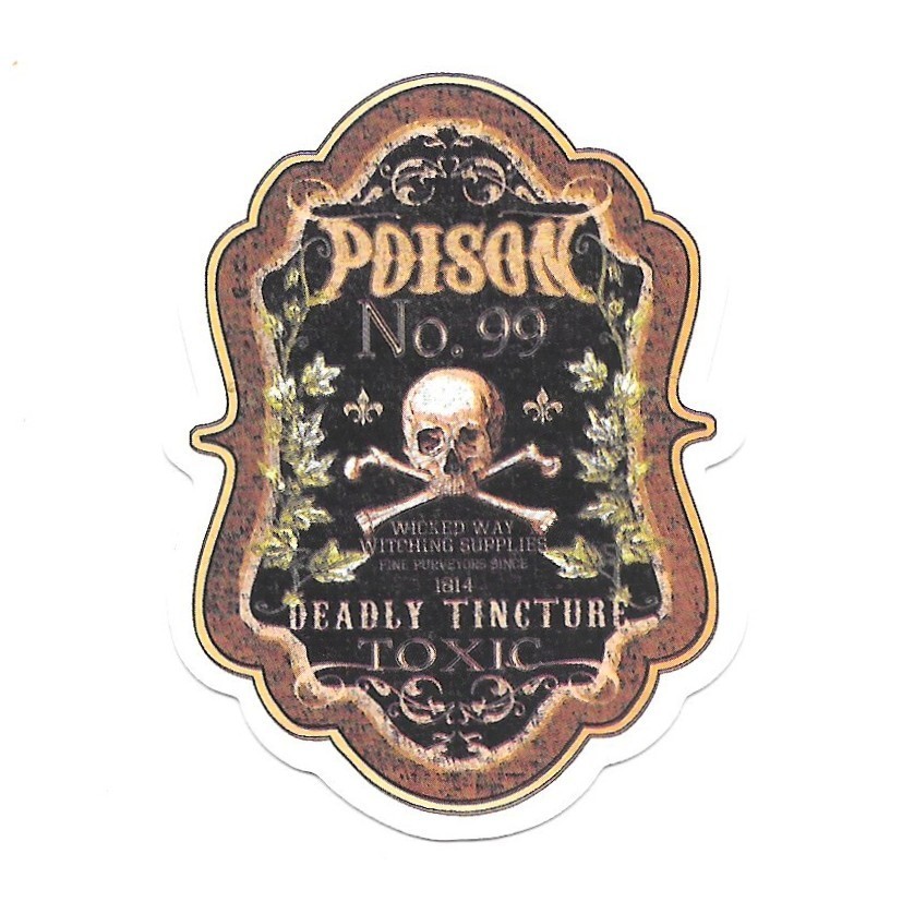 Poison 99 Deadly Tincture Sticker Skull Gothic Witch Vinyl Die Cut Journal Decal