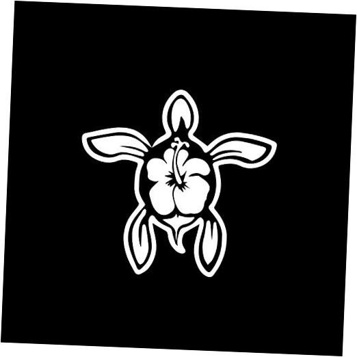 AGL Hibiscus Turtle Decal Sticker – 5.2″ by 5-Inch – Premium Pack of 1