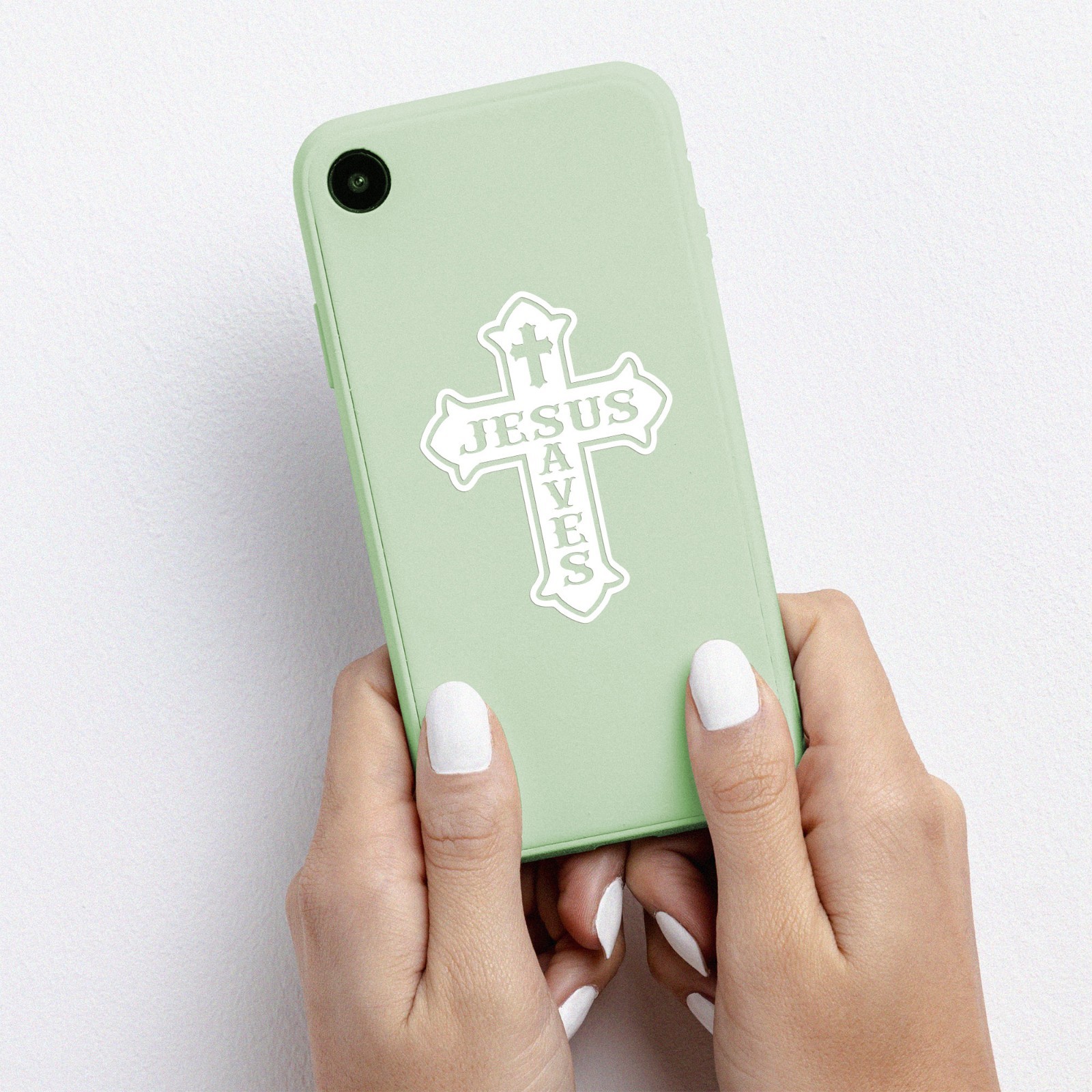 Jesus Saves Cross Vinyl Decal Sticker | Christian Faith Religious Car Wall Art