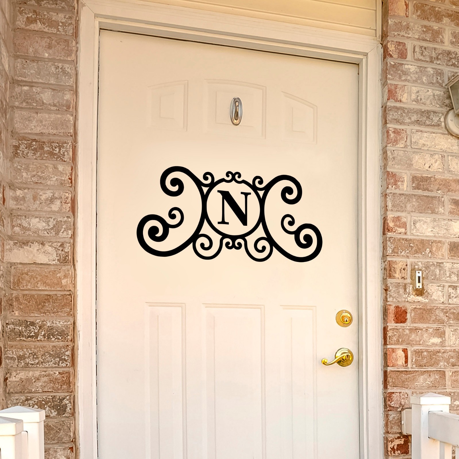 Monogram Scrollwork Letter Vinyl Decal Custom Initial Elegant Script Sticker