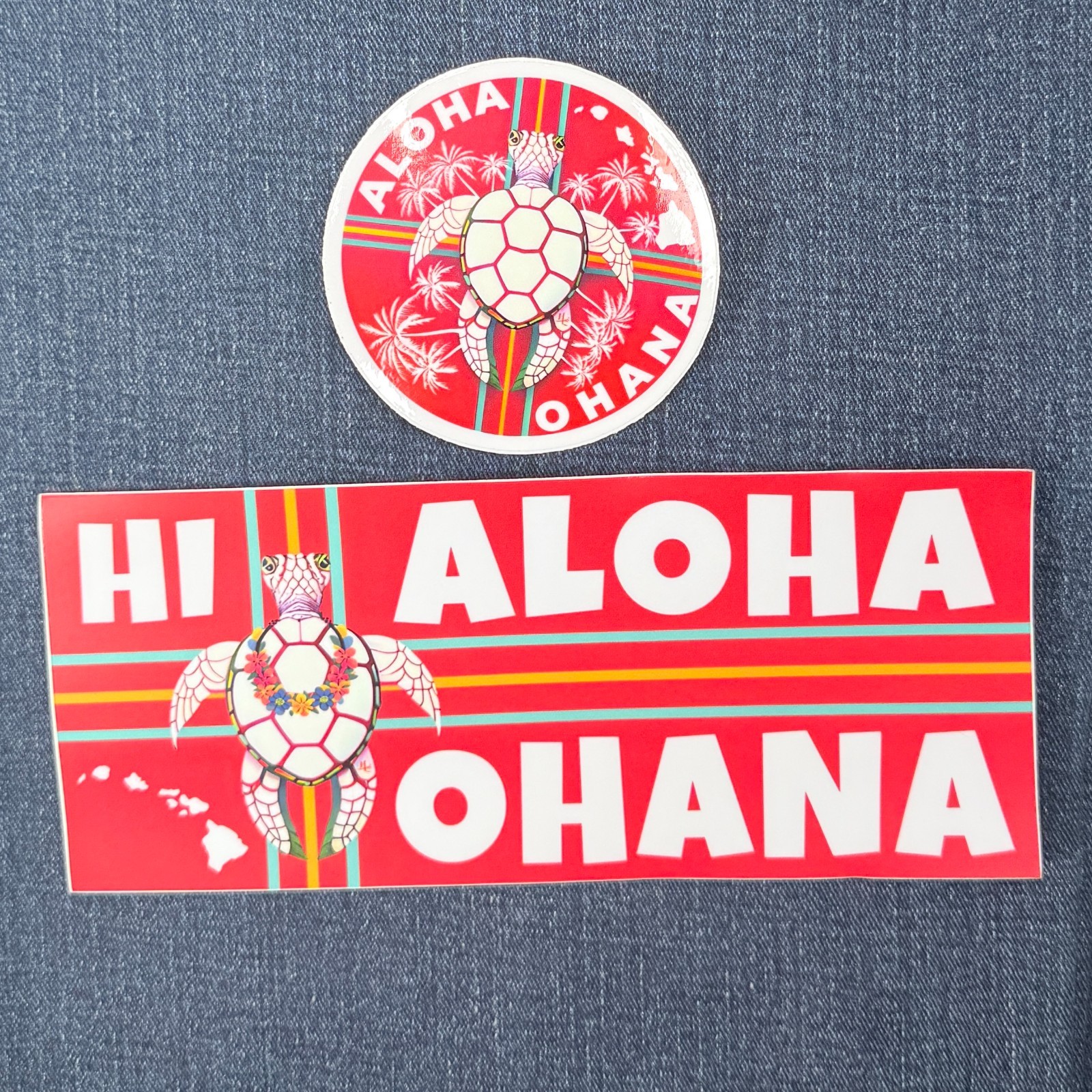 Aloha Ohana Hawaii Sticker Set Vinyl Hawaiian Islands Beach Turtle Theme Decals