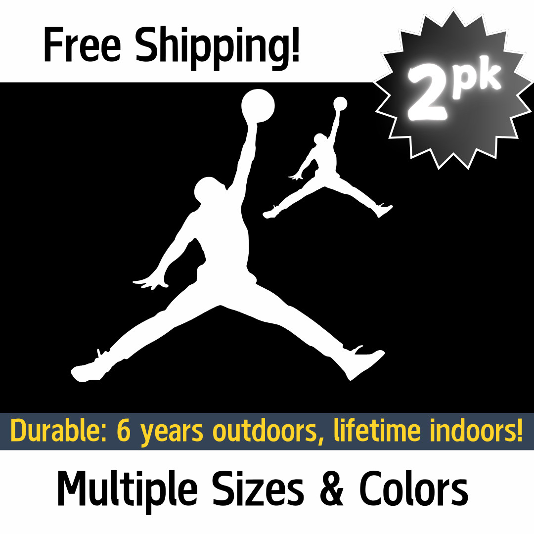 2pk Air Jordan Jumpman Vinyl Decals Stickers Basketball Jordan Nike Multi Colors