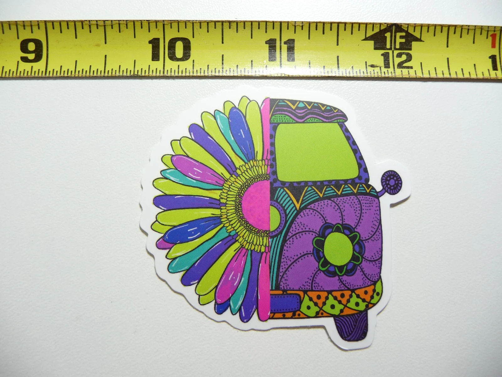 VAN FLOWER PSYCHEDELIC SMALL STICKER DECAL HIPPY HIPPIE 70S 80S RETRO CLASSIC
