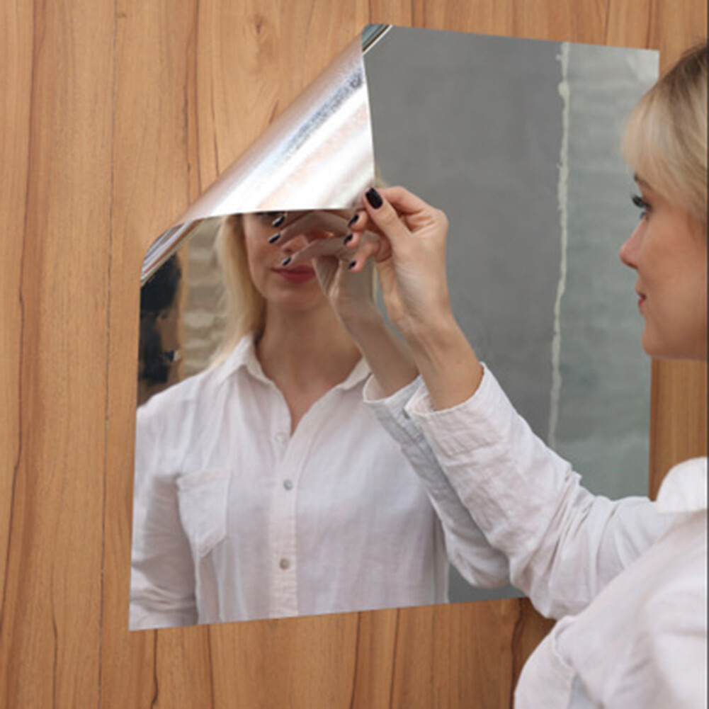 50*100cm Self Adhesive Mirror Wall Sticker Reflective Film Paper Home Bathroom