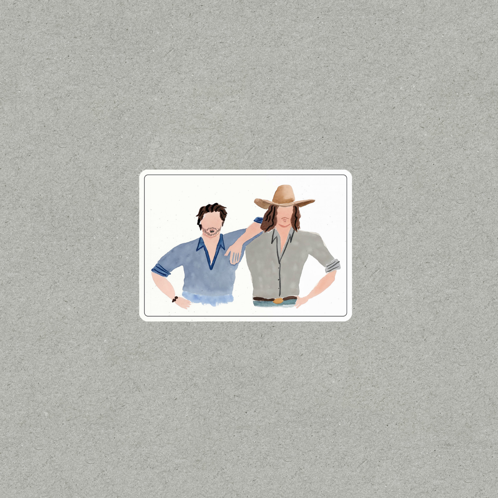 Quirky Cowboy Couple Sticker – Funny Western Art, Unique Gift Idea #364