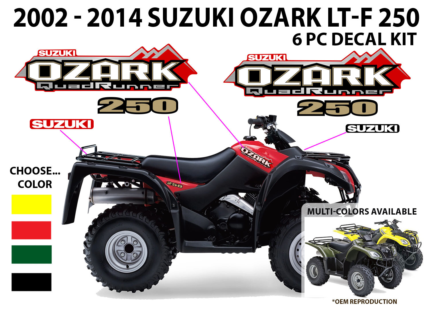 Suzuki Ozark LT-F 250 OEM ATV Tank Decal Sticker Emblem King Quad QuadRunner LTA