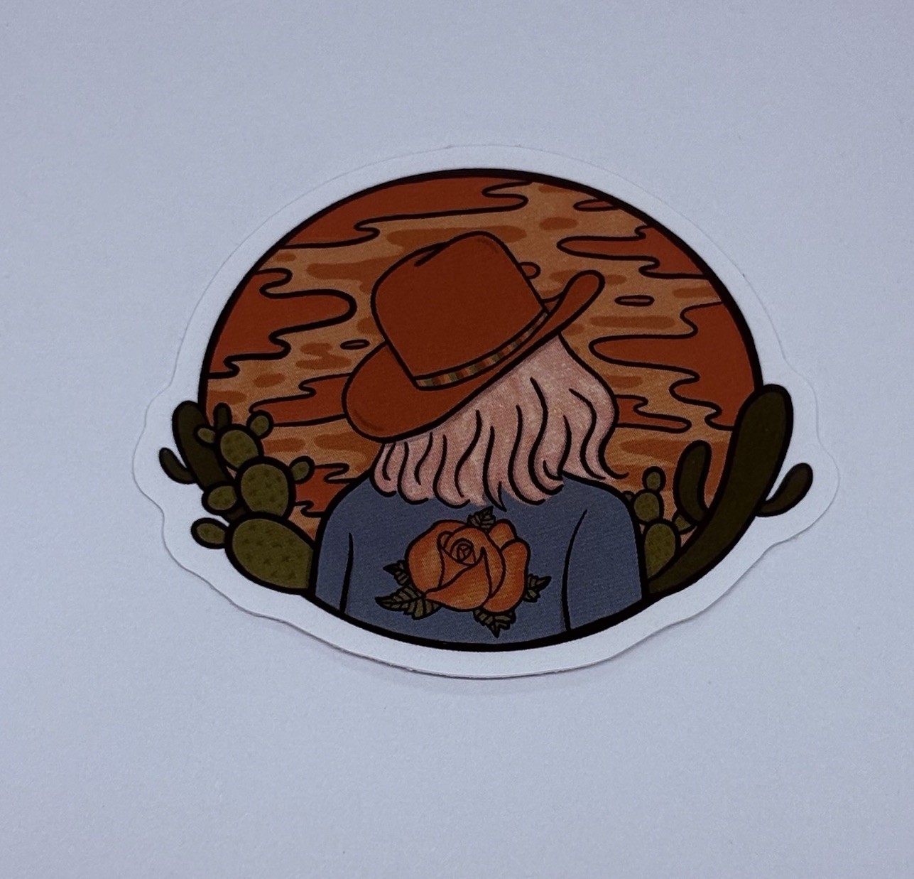 Cowboy Hat Girl Sticker Roses Jacket Art Decal Vinyl USA Travel Souvenirs Tc9
