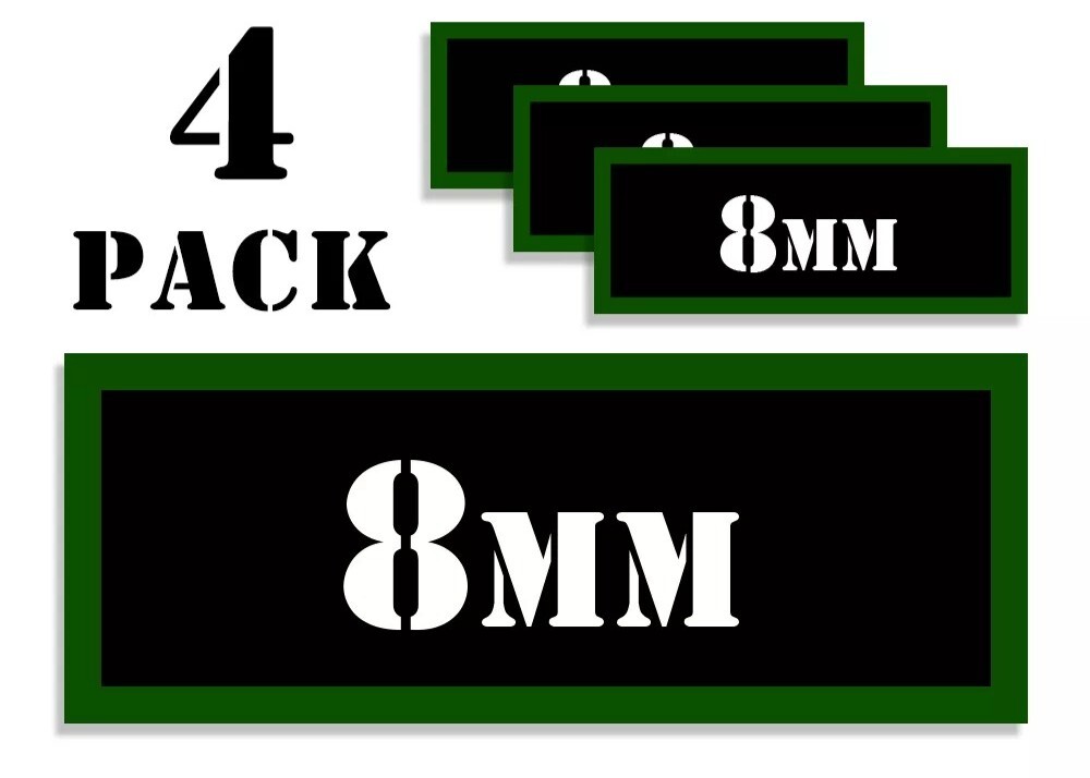 8mm Ammo Can Label Stickers Decal Ammunition (4 pack)