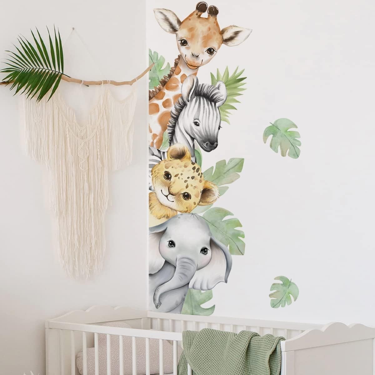 44.88” Waterproof Jungle Animal Stickers for Kids’ Nursery and Playroom Decor