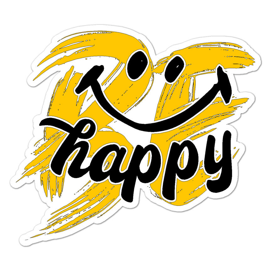Be Happy Smiley Face, Vinyl Decal Sticker, Indoor Outdoor, 3 Sizes, #9008