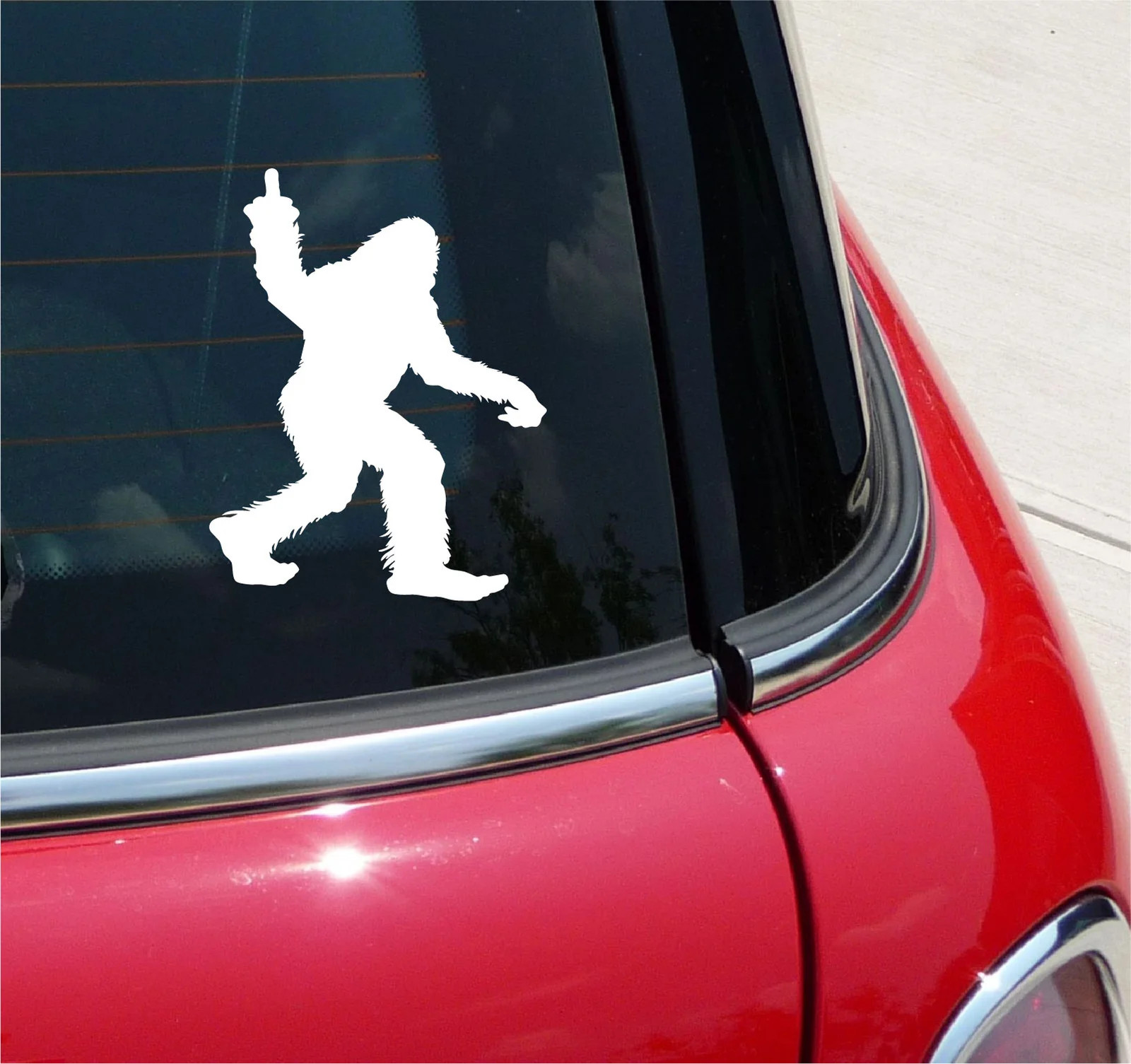 BIGFOOT FLIP OFF MIDDLE FINGER VINYL DECAL STICKER YETI SASQUATCH CAR TRUCK