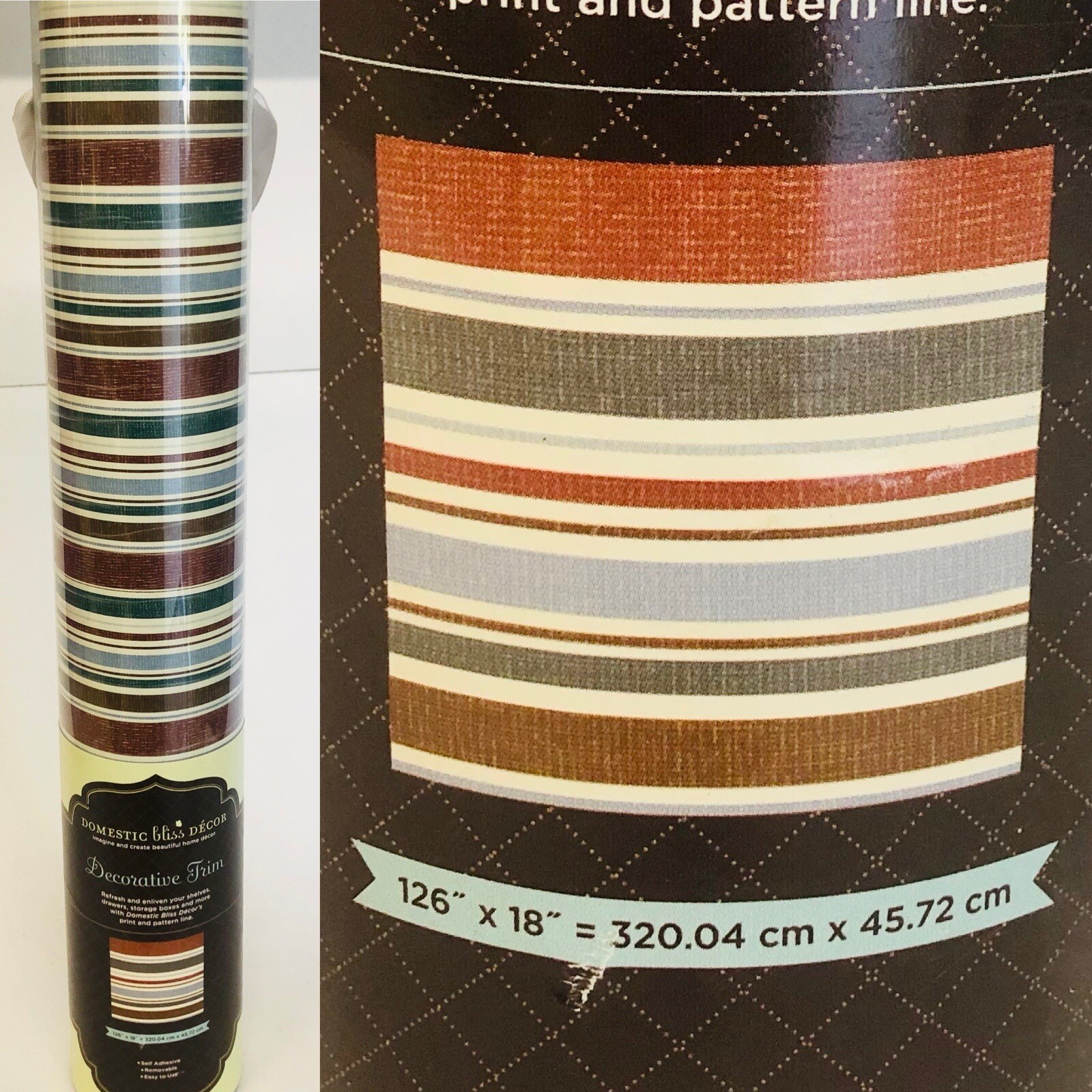 DCWV Decal Wall Art 126-inches by 18-inches Roll French Stripe Trim,