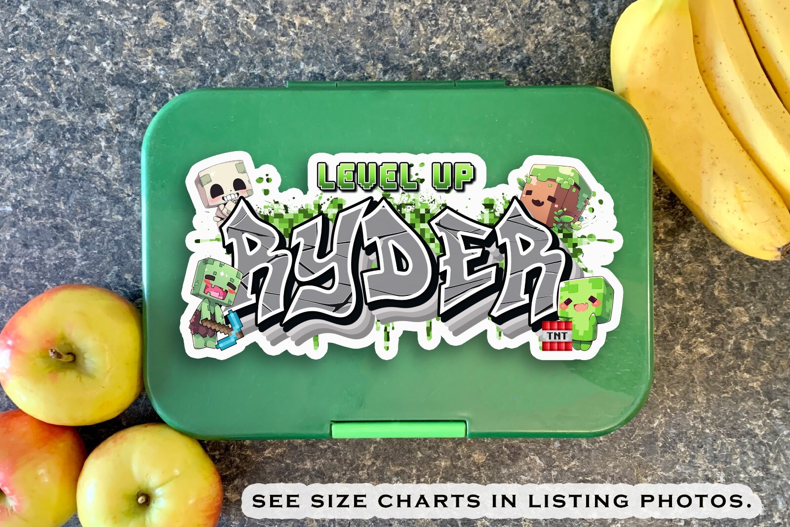 Pixel Video Game Custom Personalized Name Decal Kid Sticker Water Bottle Laptop